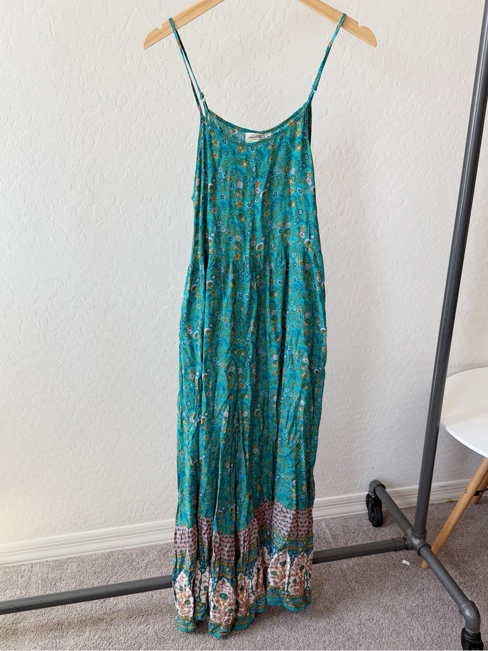 Natural Life Zoe Teal Floral Wide Leg Boho Jumpsuit NWT - Picture 2 of 10